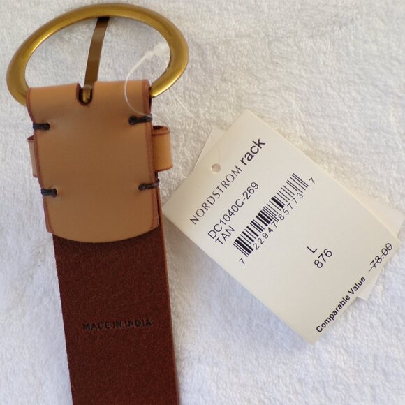 Frye Leather Western Flat Belt, Adjustable Round Buckle Bronze Cowgirl Casual main image 7